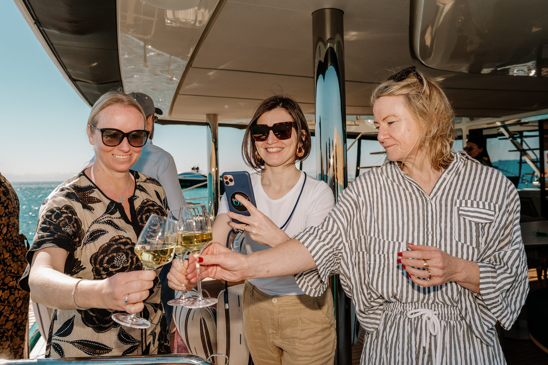 Guests gathering at sea