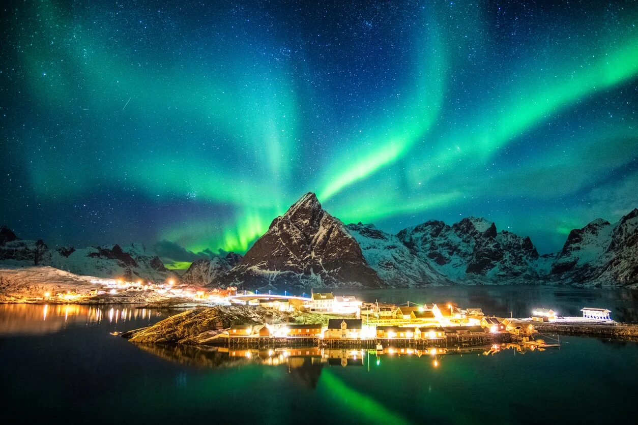 Aurora over the fjords
