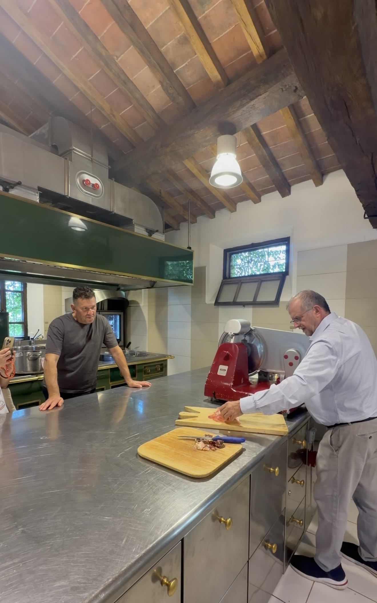 Culatello sliced in the kitchen of the estate